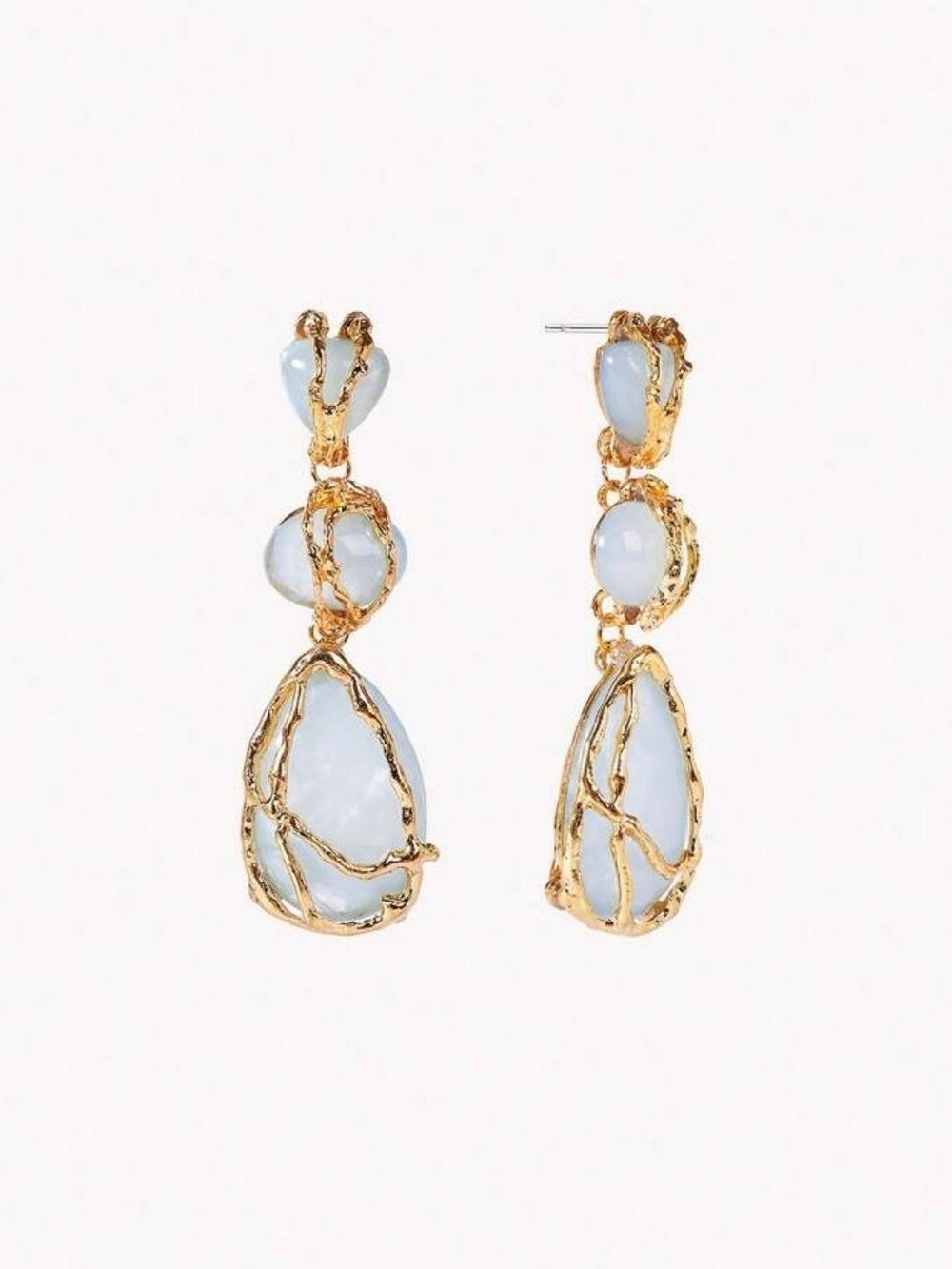 Earrings with Iridescent White Stones - Picture 4 of 7